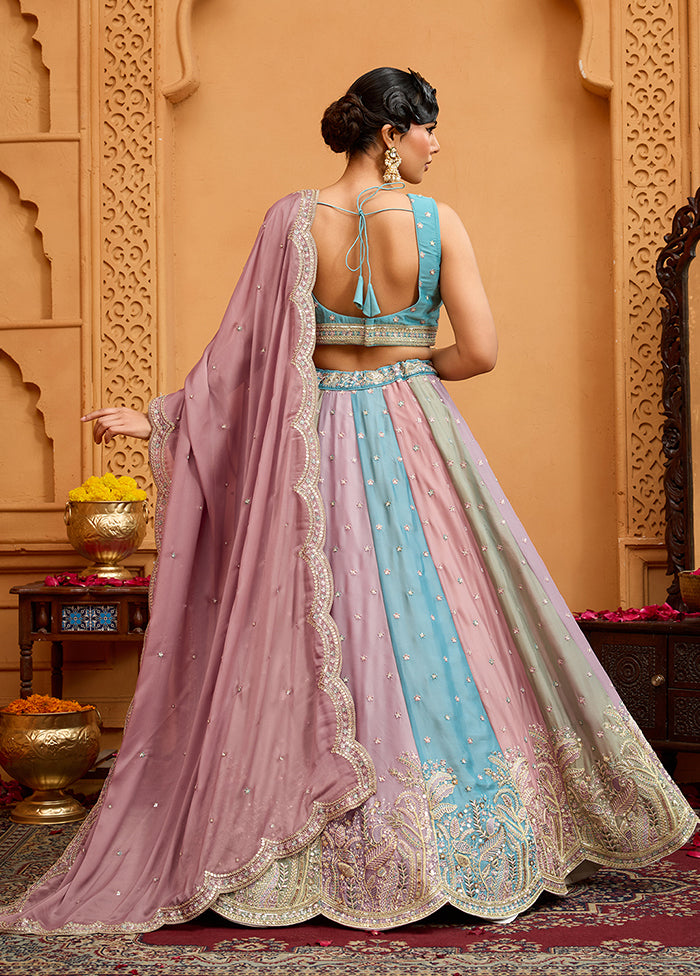 Multicolor Georgette Dupatta Lehenga Set