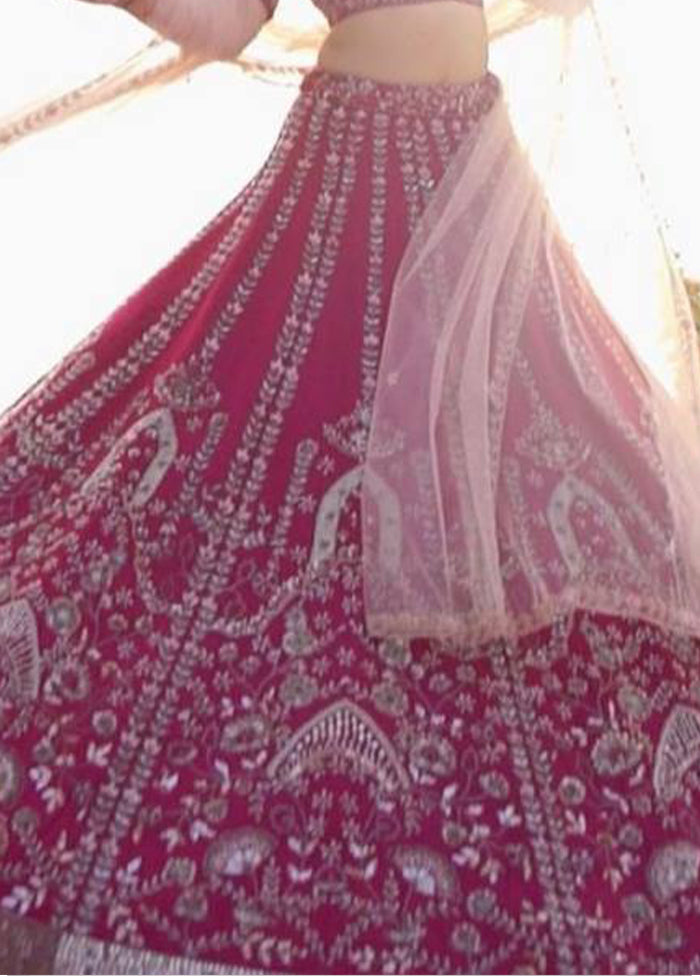 Purple Blended Silk Dupatta Lehenga Set