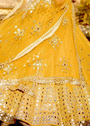 Yellow Georgette Dupatta Lehenga Set