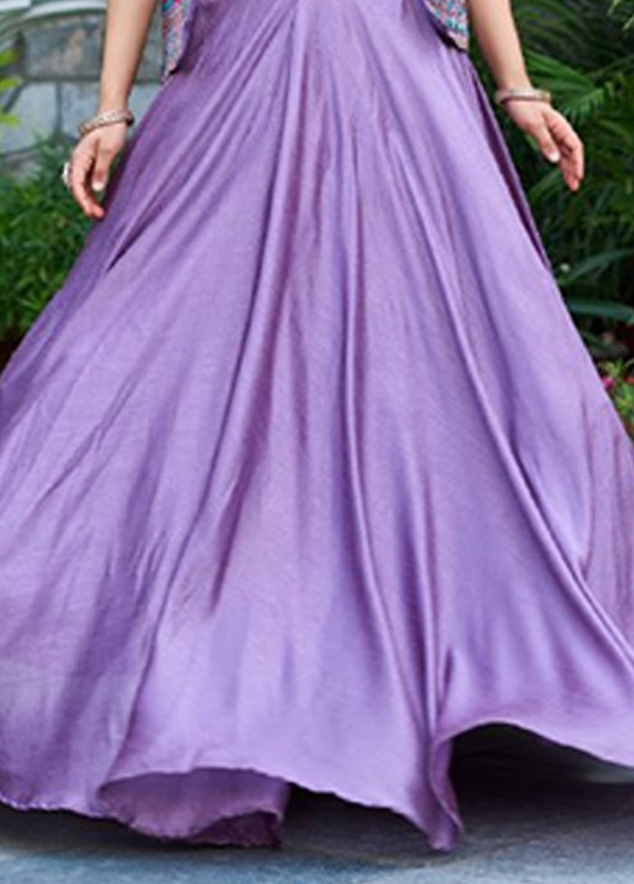 Lavender Blended Silk Koti Lehenga Set