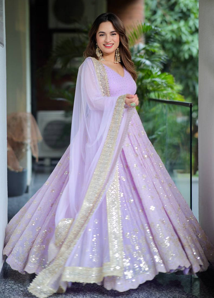 3 Pc Lavender Georgette Suit Set