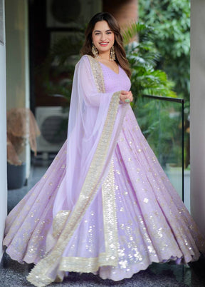 3 Pc Lavender Georgette Suit Set
