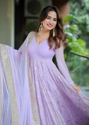 3 Pc Lavender Georgette Suit Set