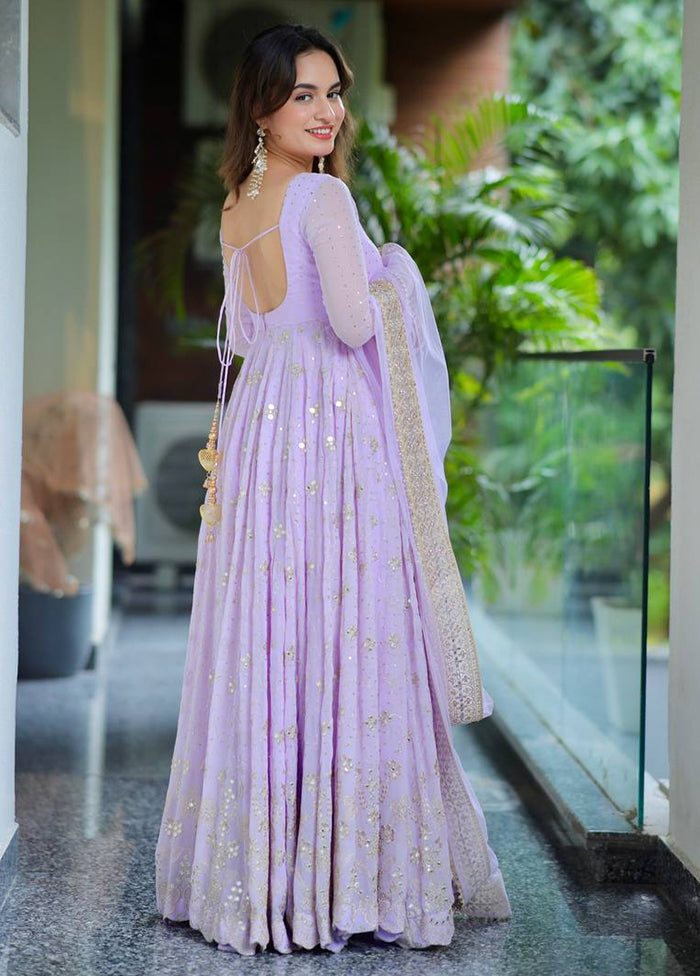 3 Pc Lavender Georgette Suit Set