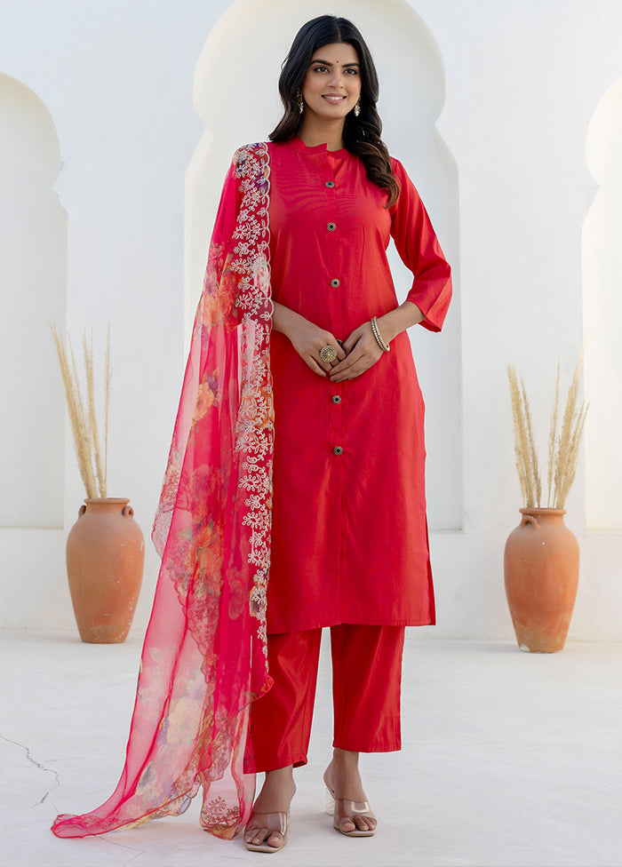 3 Pc Pink Silk Suit Set