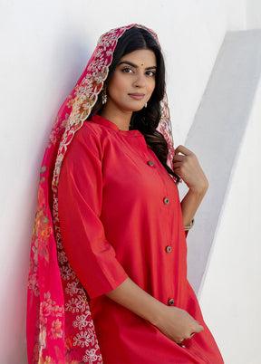 3 Pc Pink Silk Suit Set