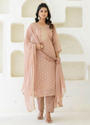3 Pc Peach Silk Suit Set