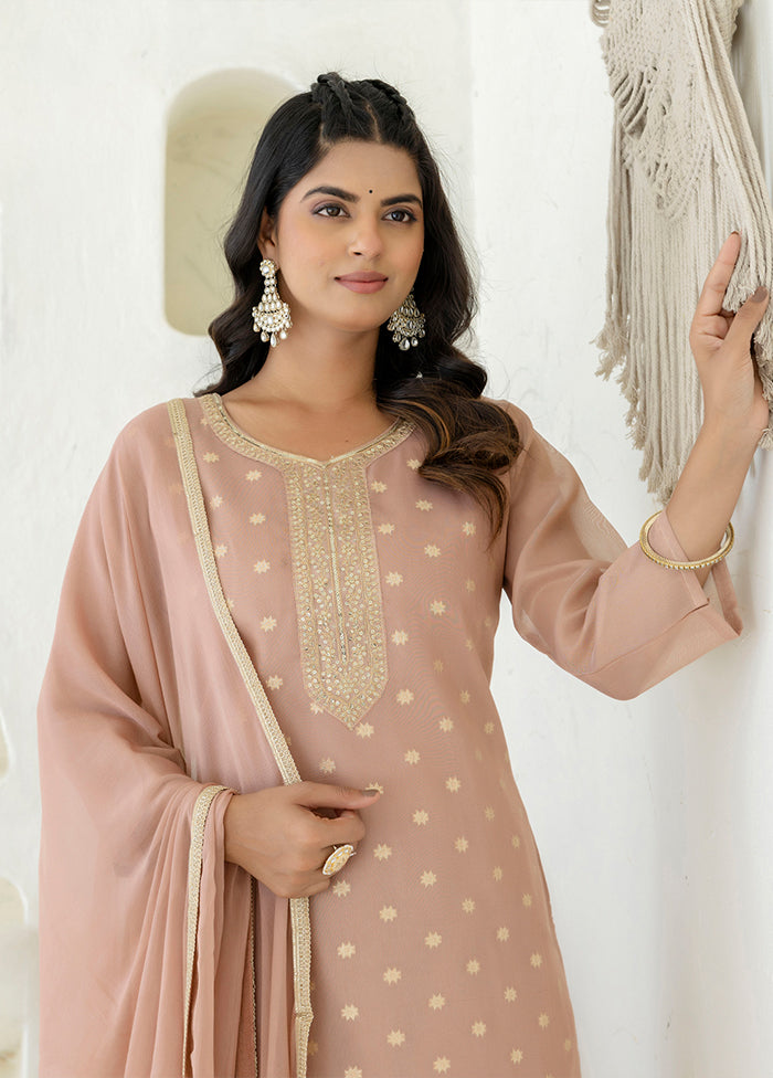 3 Pc Peach Silk Suit Set