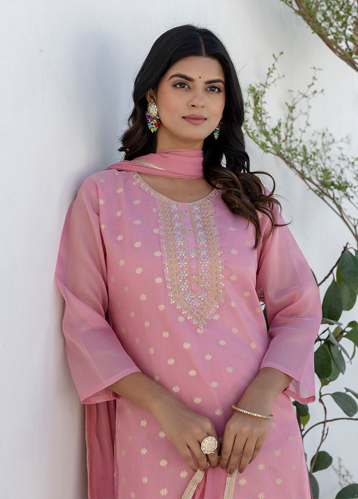3 Pc Pink Silk Suit Set