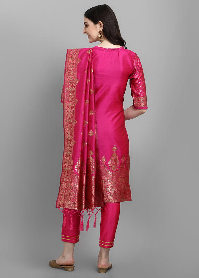 3 Pc Pink Cotton Suit Set