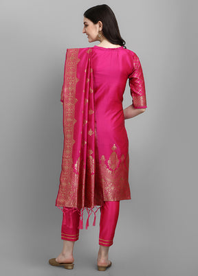 3 Pc Pink Cotton Suit Set