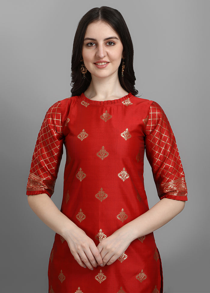 3 Pc Red Cotton Suit Set