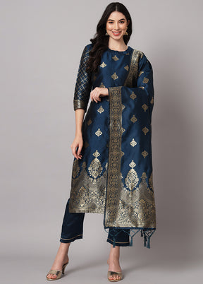 3 Pc Blue Cotton Suit Set