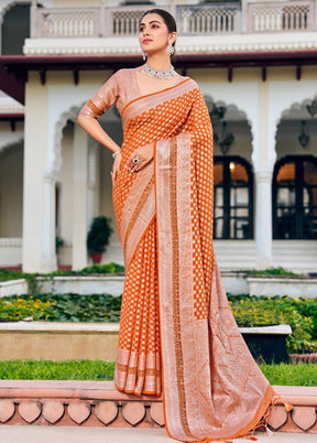 Orange Georgette Saree With Blouse Piece