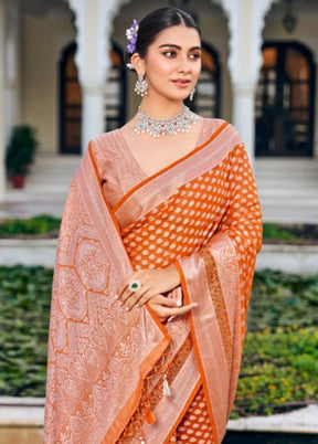 Orange Georgette Saree With Blouse Piece
