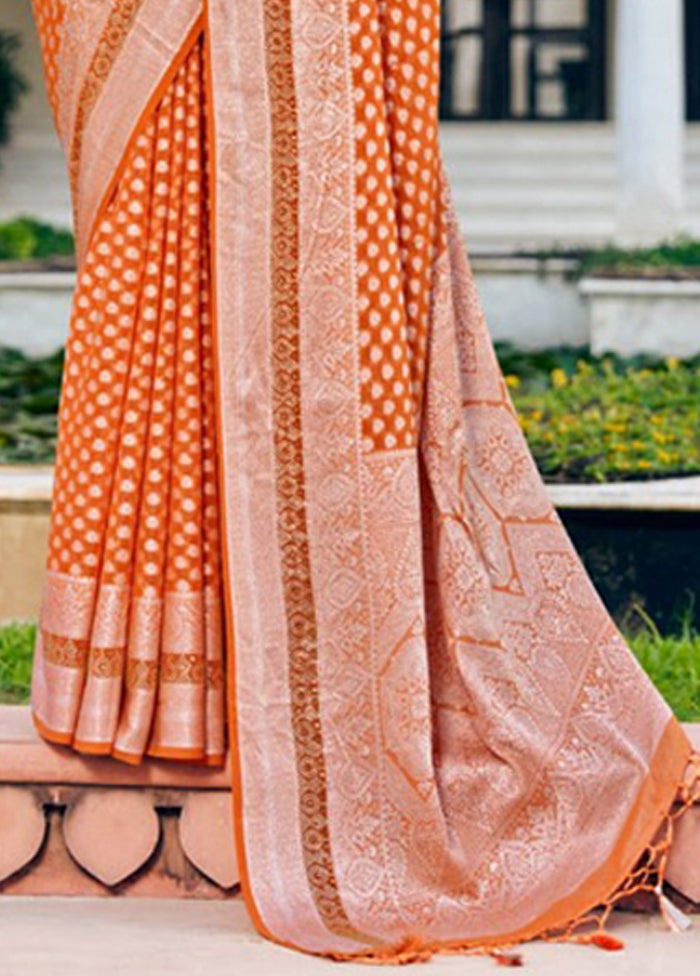Orange Georgette Saree With Blouse Piece