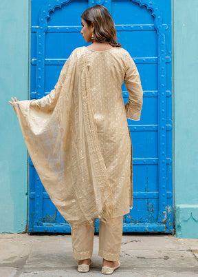 3 Pc Brown Silk Suit Set