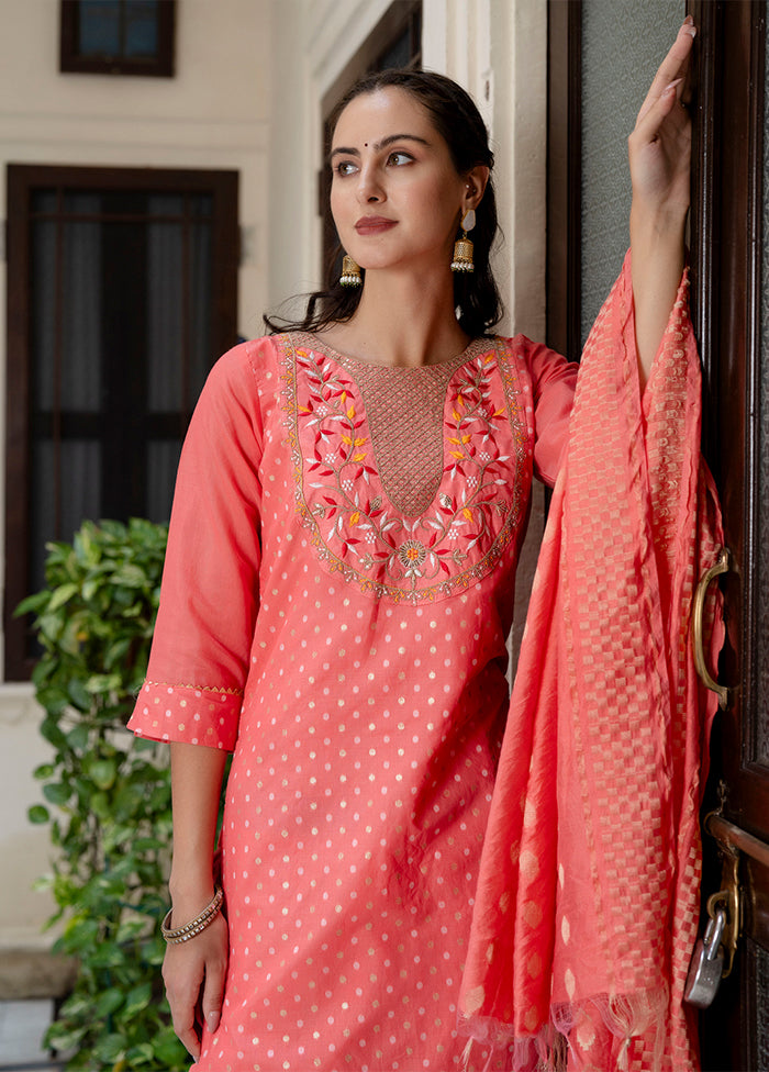 3 Pc Multicolor Silk Suit Set