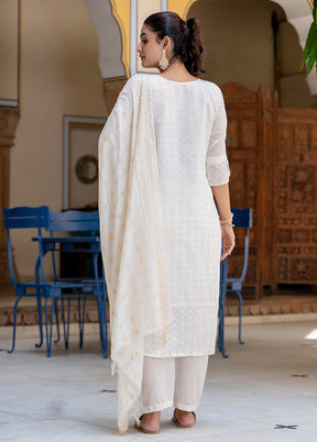 3 Pc Cream Silk Suit Set