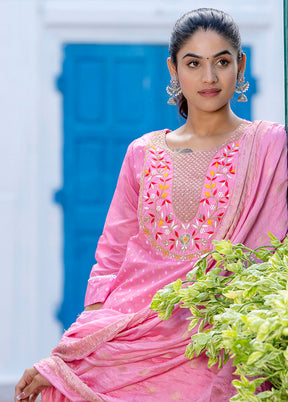 3 Pc Pink Silk Suit Set