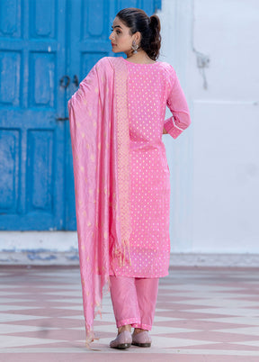 3 Pc Pink Silk Suit Set