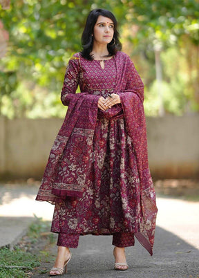 3 Pc Maroon Silk Suit Set