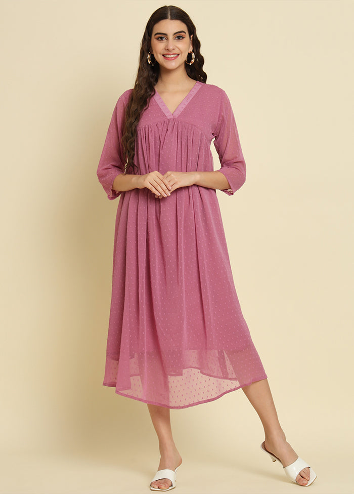 Lavender Woven Work Silk Kurti