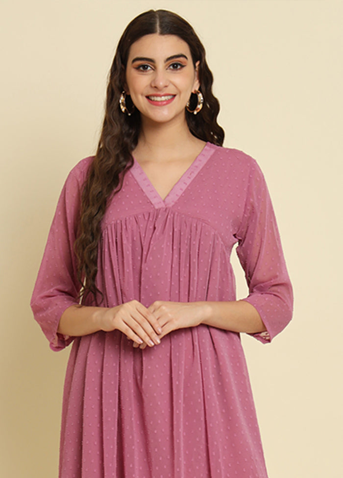 Lavender Woven Work Silk Kurti