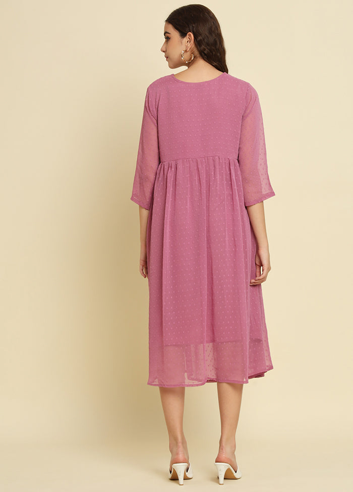 Lavender Woven Work Silk Kurti