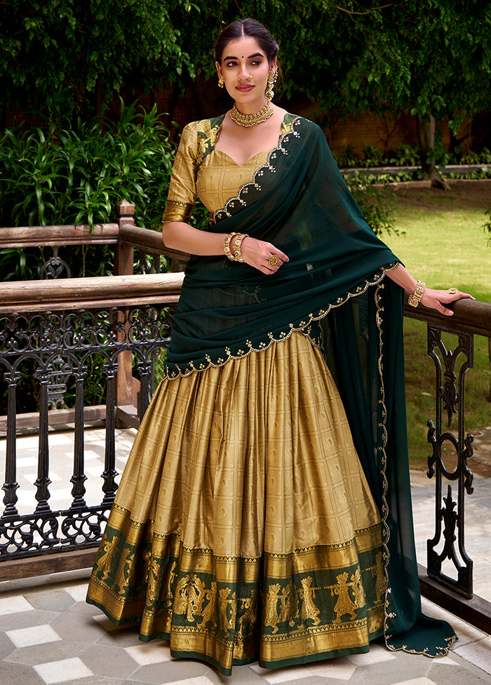Cream Cotton Dupatta Lehenga Set