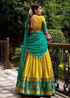 Yellow Cotton Dupatta Lehenga Set