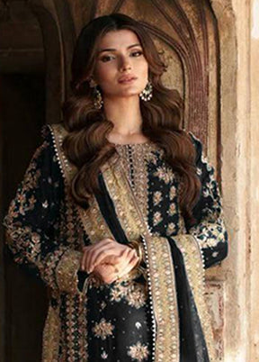 3 Pc Black Georgette Suit Set