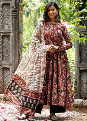 3 Pc Maroon Silk Suit Set