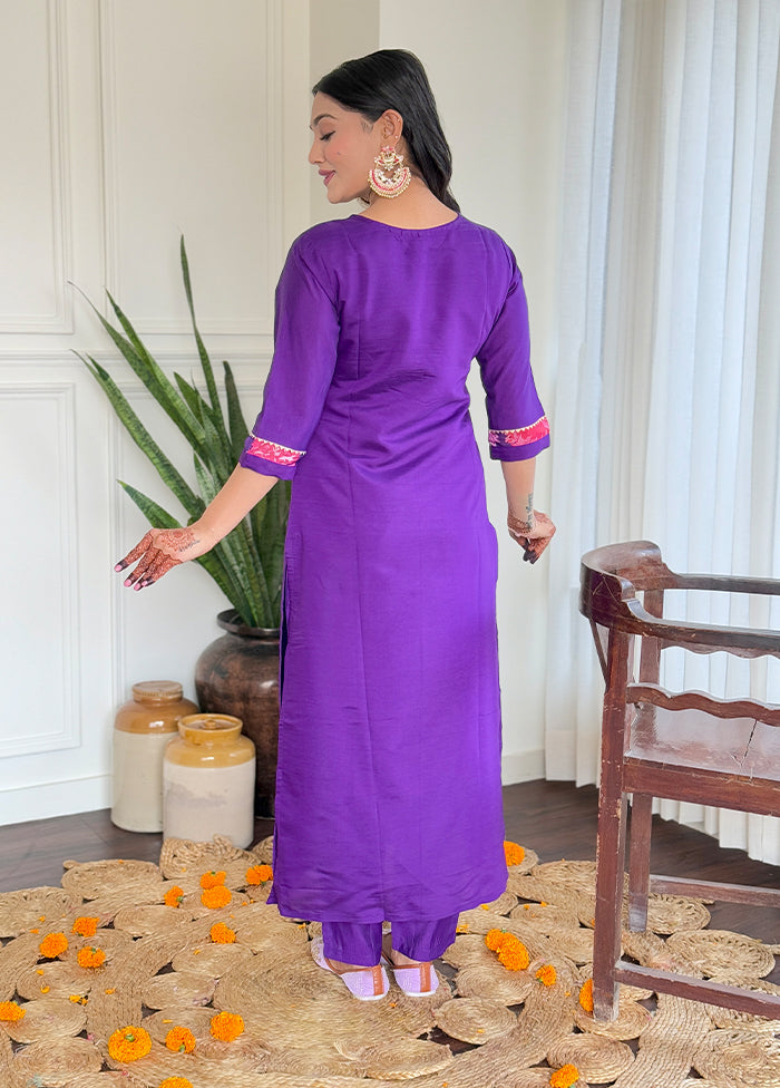 3 Pc Purple Silk Suit Set