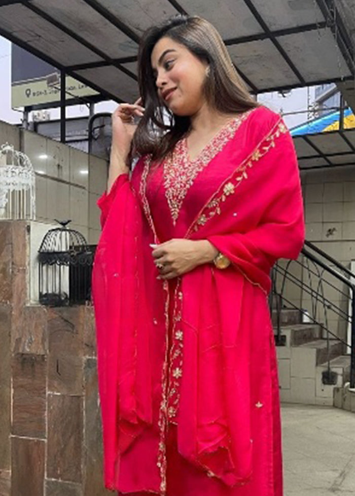 3 Pc Pink Silk Suit Set