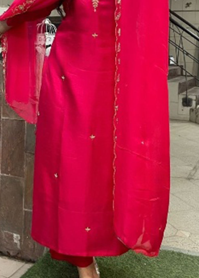 3 Pc Pink Silk Suit Set