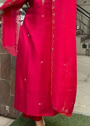 3 Pc Pink Silk Suit Set