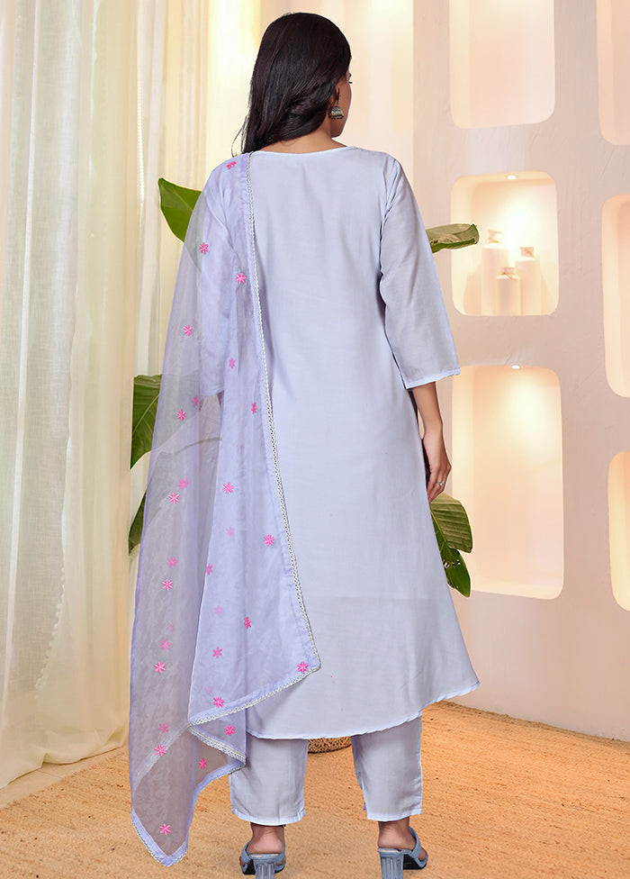 3 Pc Blue Silk Suit Set