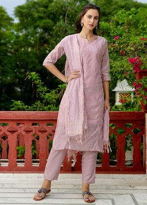 3 Pc Pink Silk Suit Set