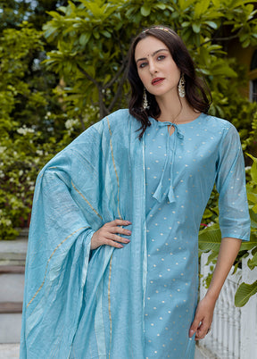 3 Pc Blue Silk Suit Set