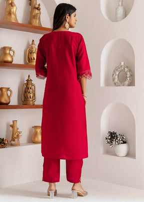 3 Pc Red Silk Suit Set