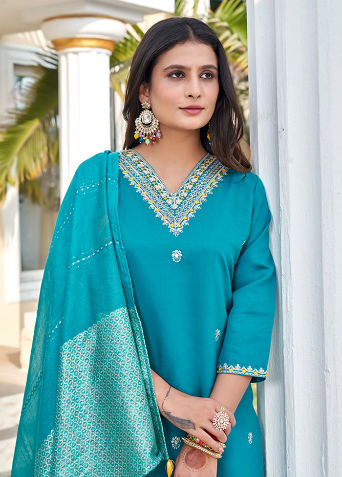 3 Pc Green Silk Suit Set