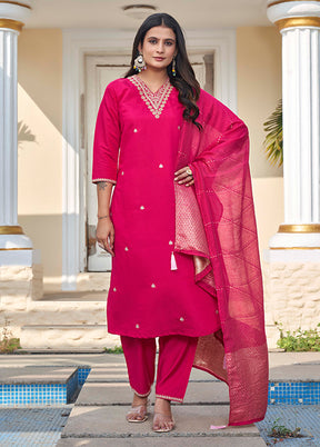 3 Pc Pink Silk Suit Set