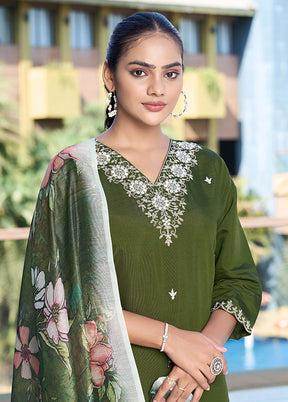 3 Pc Green Silk Suit Set
