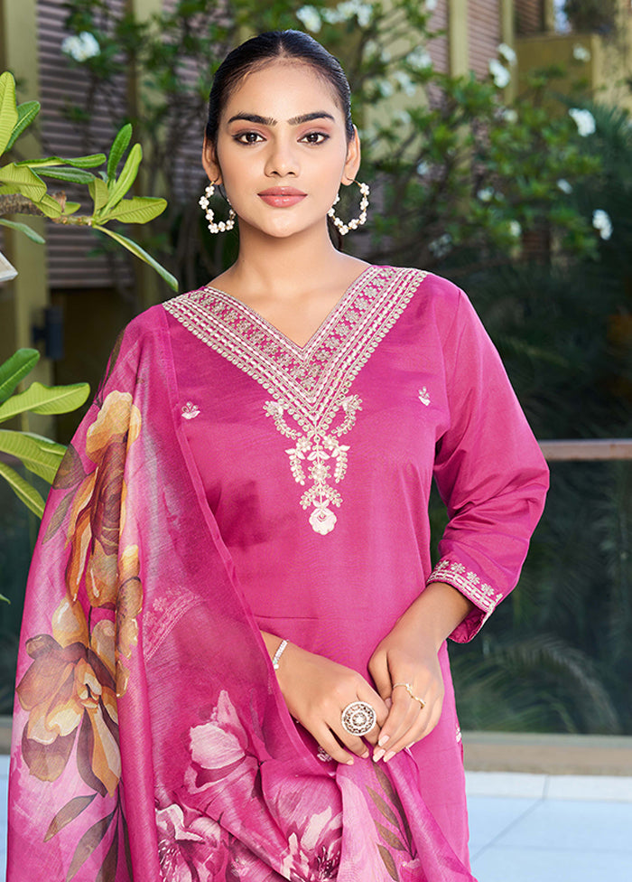 3 Pc Pink Silk Suit Set