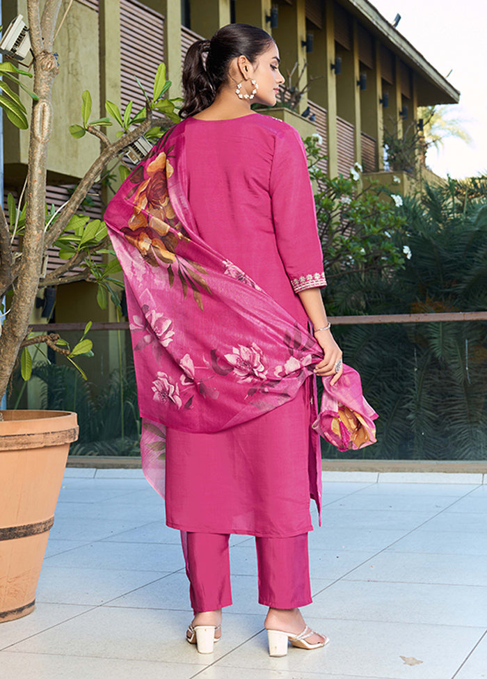 3 Pc Pink Silk Suit Set