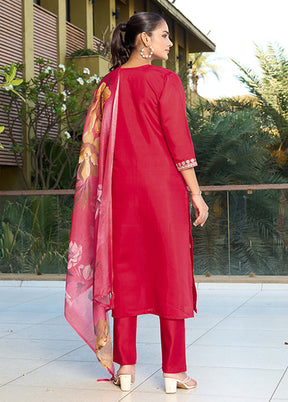 3 Pc Red Silk Suit Set