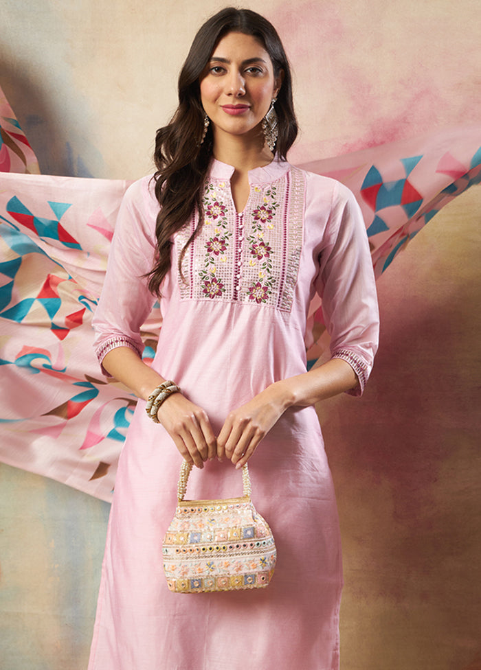 3 Pc Pink Silk Suit Set