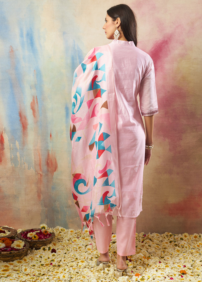 3 Pc Pink Silk Suit Set