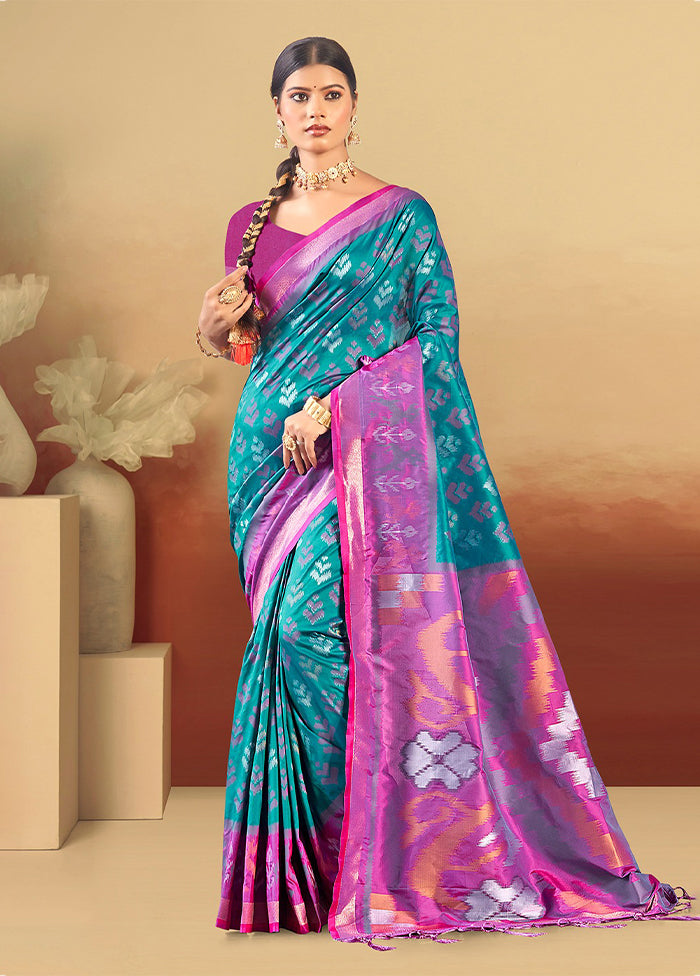Blue Spun Silk Saree With Blouse Piece